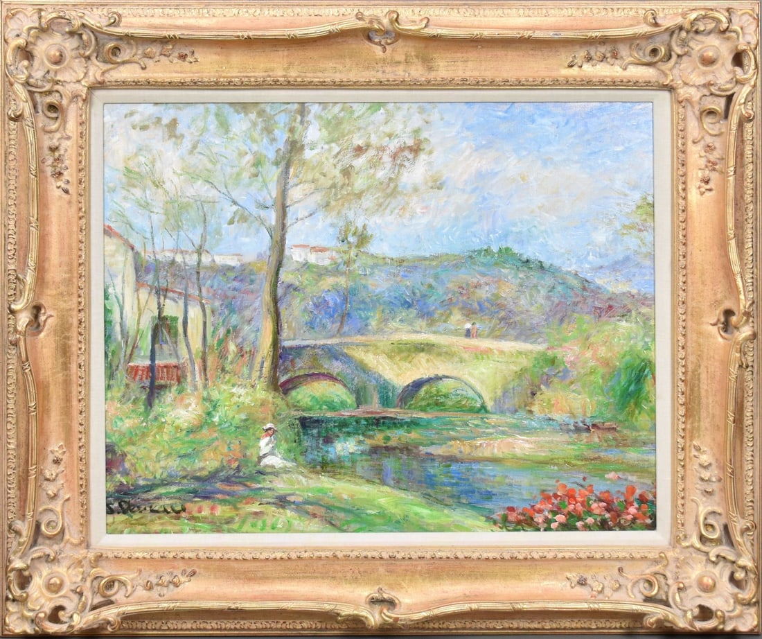 Jacques Deveau (French, b. 1937) Oil on canvas, Landscape Bridge Scene (1 of 8)