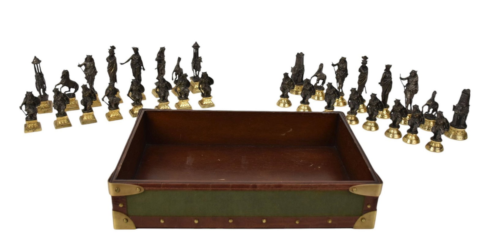 A Continental parcel-gilt silver chess set Probably Italian, apparently unmarked, 20th Century (1 of 19)