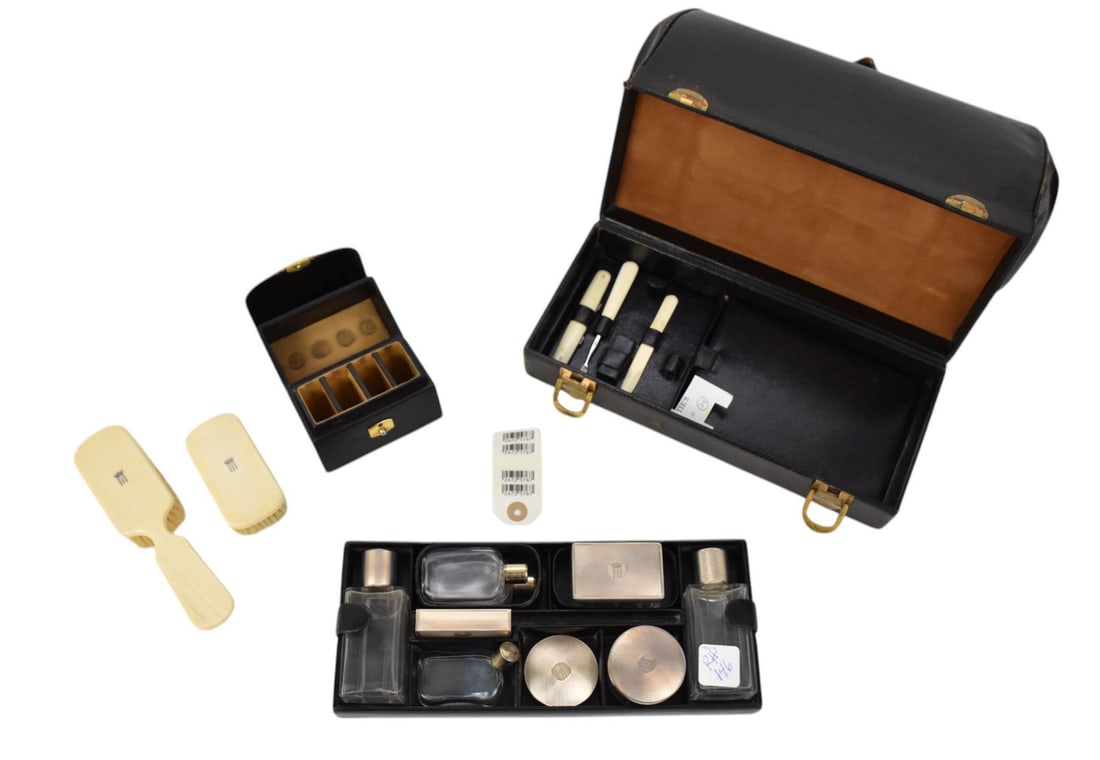 A French Lady's Dressing Set Belonging to the Princess Marina, C. 1930 - The black leather (1 of 16)