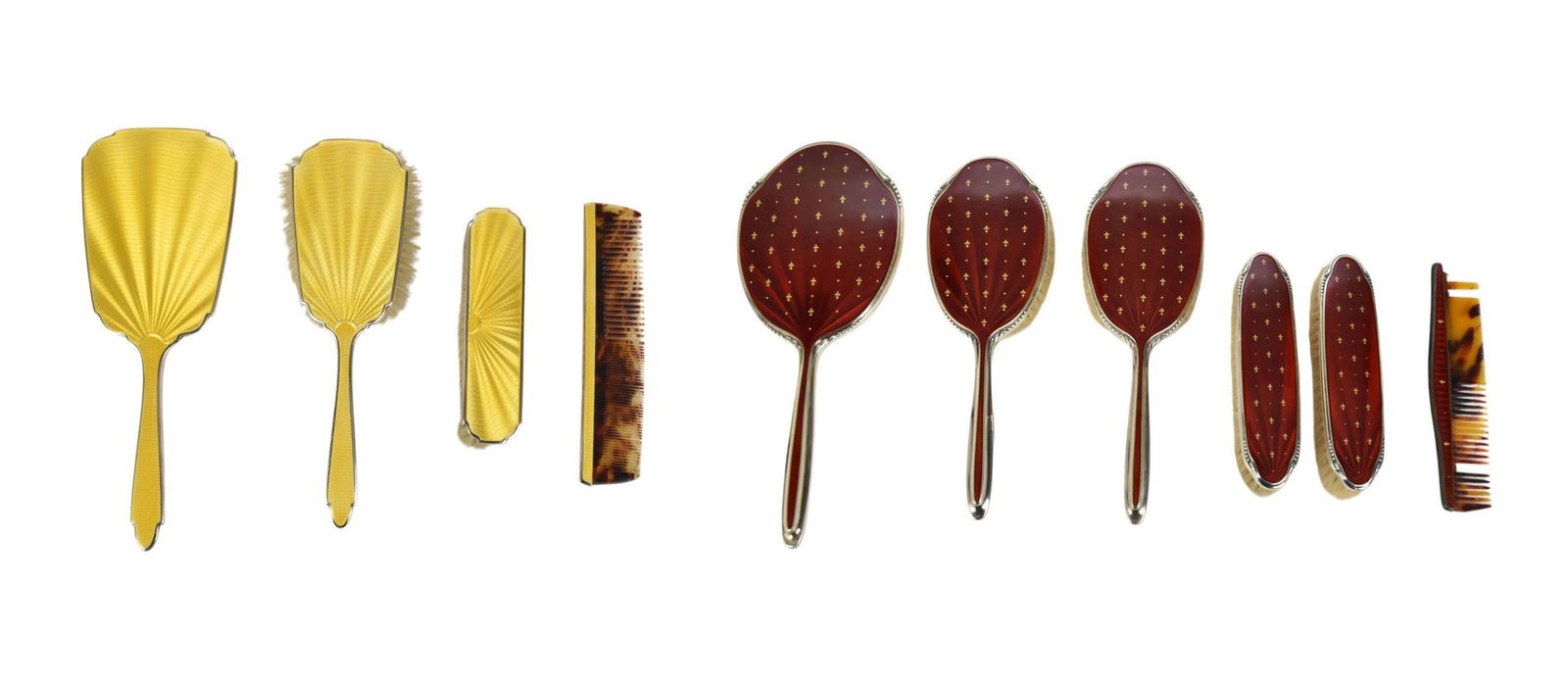 Vanity Dresser Set, incl; 6 Pcs, (No Case) Deep Red Color with Gilded Fleur De Lis Design, All (1 of 18)