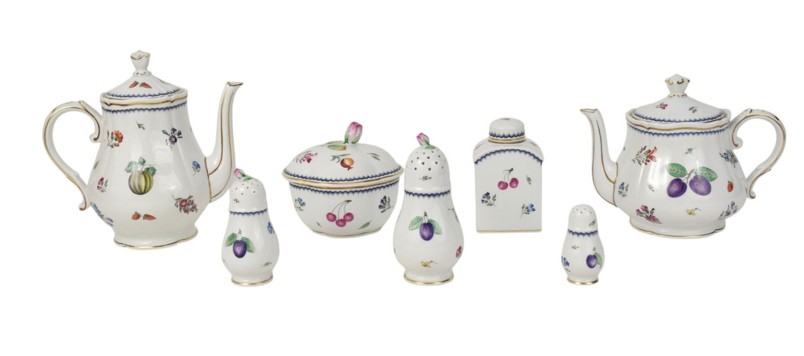 7 Richard Ginori Porcelain Pcs. Italy, Teapot, Coffee Pot, Sugar, Shaker, Tea Caddy, Salt and Pepper (1 of 10)