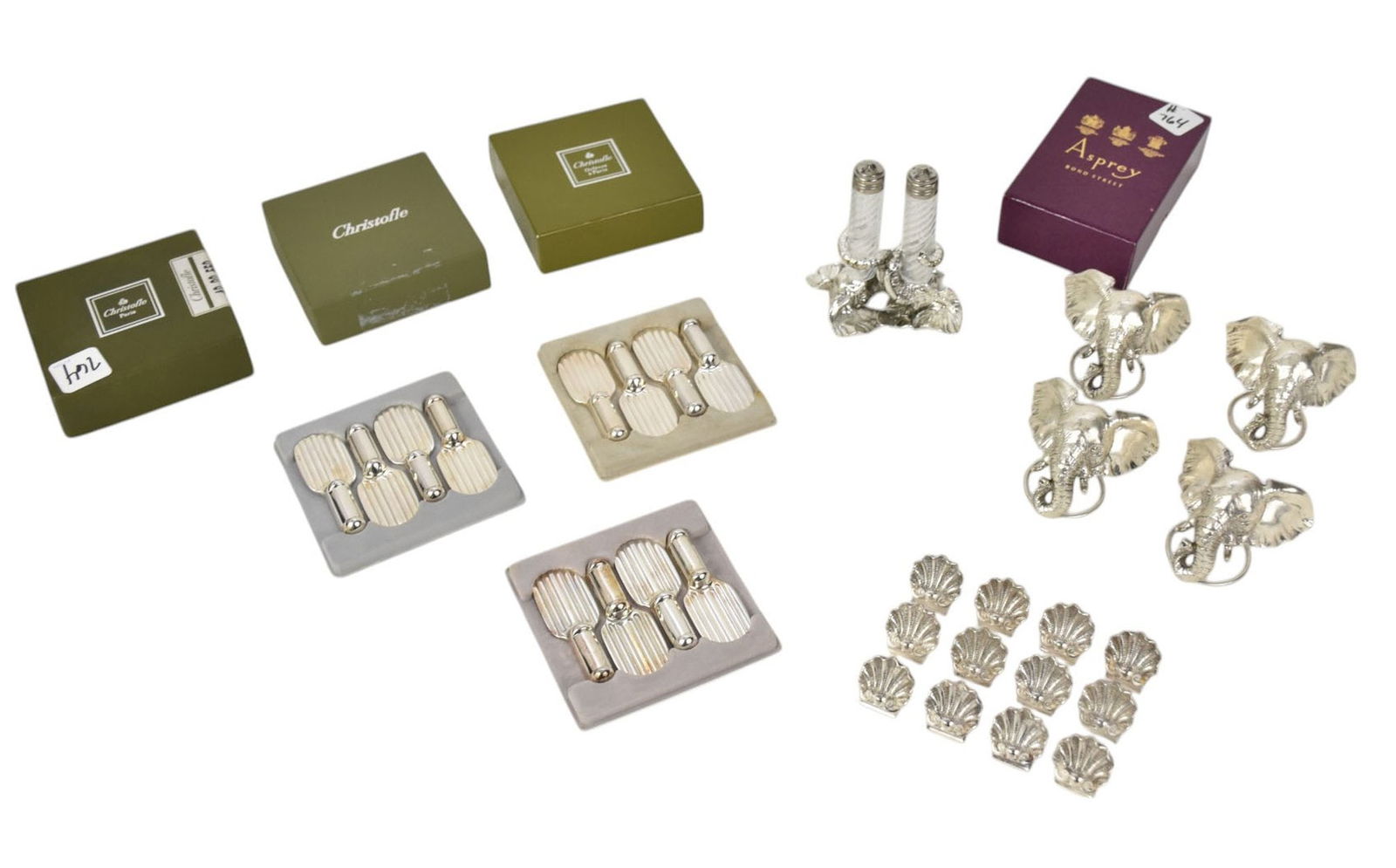 Christofle Lot, 12 Knife Rests, 12 Shell Place Card Holders AND 4 Arthur Court Napkin Rings & Salt & (1 of 12)