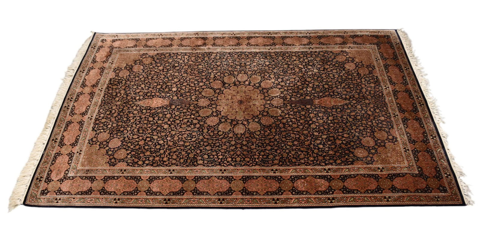 Kashmir 100% Silk India Rug / Carpet. 6 x 4 feet (1 of 4)