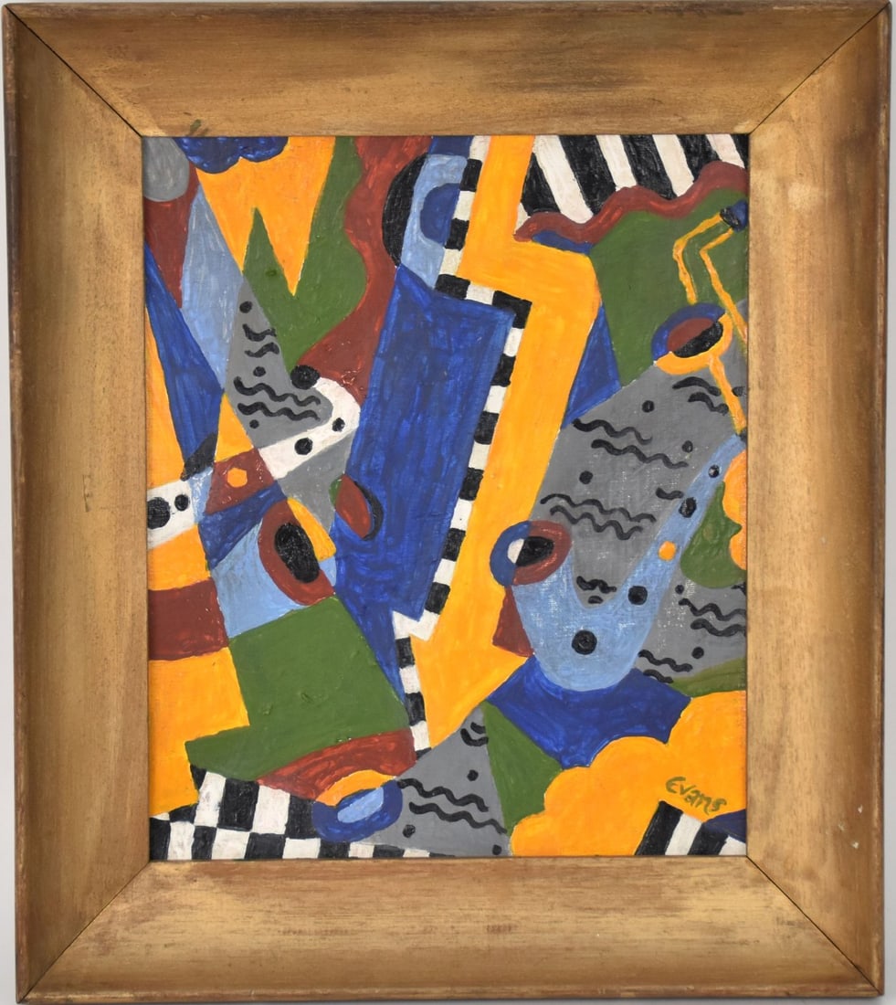 Charles Evans (American 1907 - 1992) oil on board Saxophones/Jazz. Probably painted ca. 1947. 12-1/2 (1 of 6)