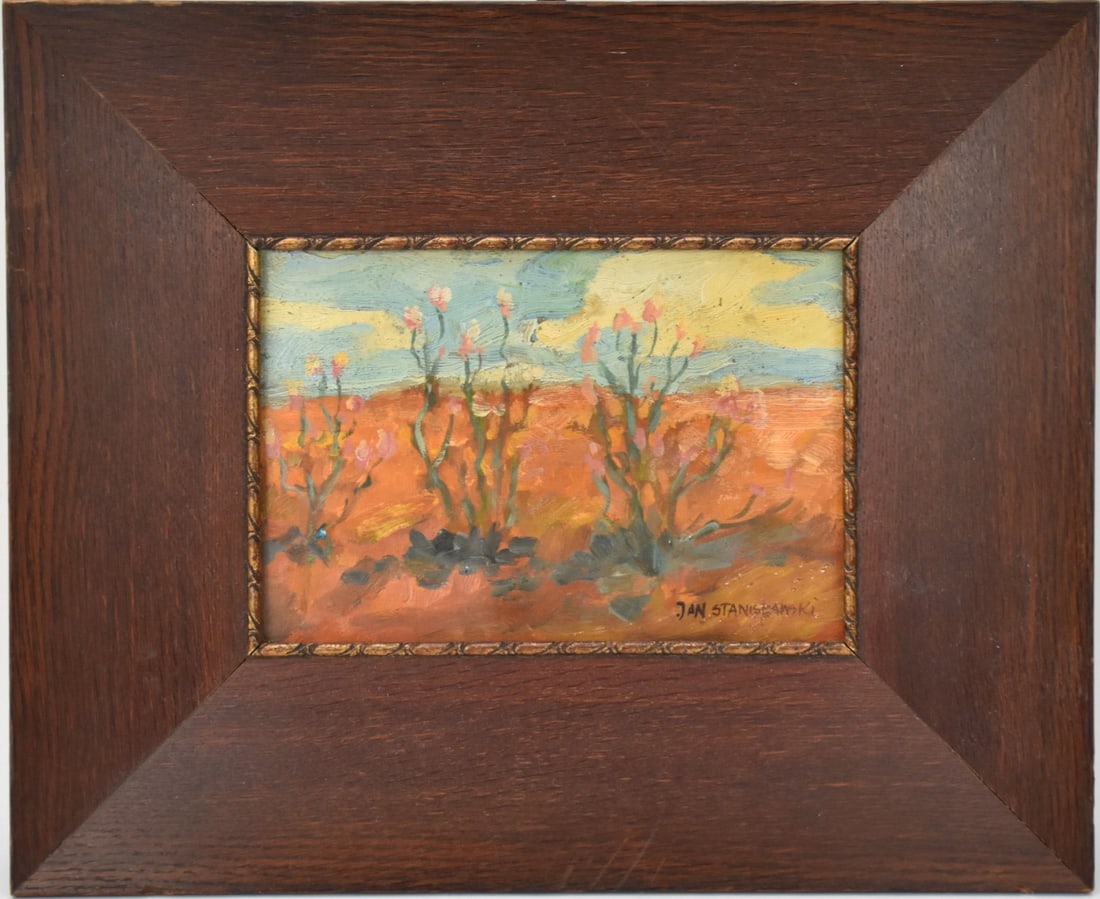 After Jan Stanislawski, oil on board, small landscape, 6 3/4" x 9 1/2" sight, 13 1/2" x 16 1/2": After Jan Stanislawski, oil on board, small landscape, 6 3/4" x 9 1/2" sight, 13 1/2" x 16 1/2" overall