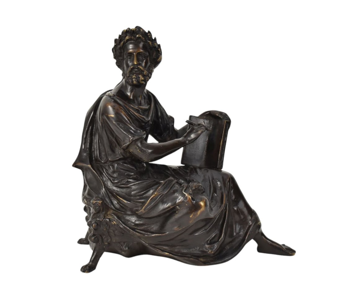 A French School Bronze Figure of A Classical Scholar, C. 19th Century - A patinated bronze figure of (1 of 7)