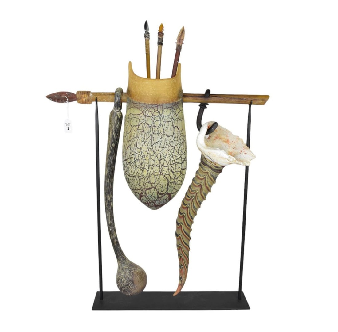 William Morris (American, b. 1957) "Suspended Artifacts" Glass Sculpture - C. 1997. Suspended Pouch (1 of 15)