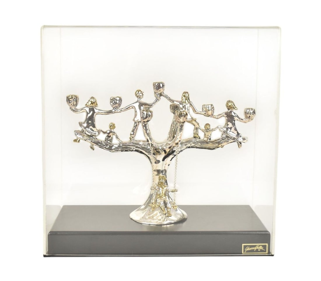 Yaacov Heller (b. 1941) Sterling Judaica Menorah Sculpture, JAFCO - A sterling silver menorah (1 of 11)