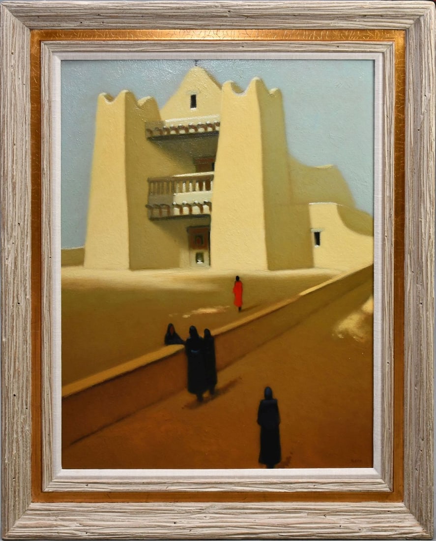 Paul Baca (B. 20th Century) oil on Masonite, Zuni Pueblo Toas, New Mexico, signed lower right, 30" x: Paul Baca (B. 20th Century) oil on Masonite, Zuni Pueblo Toas, New Mexico, signed lower right, 30" x 24" canvas, 38" x 32" overall