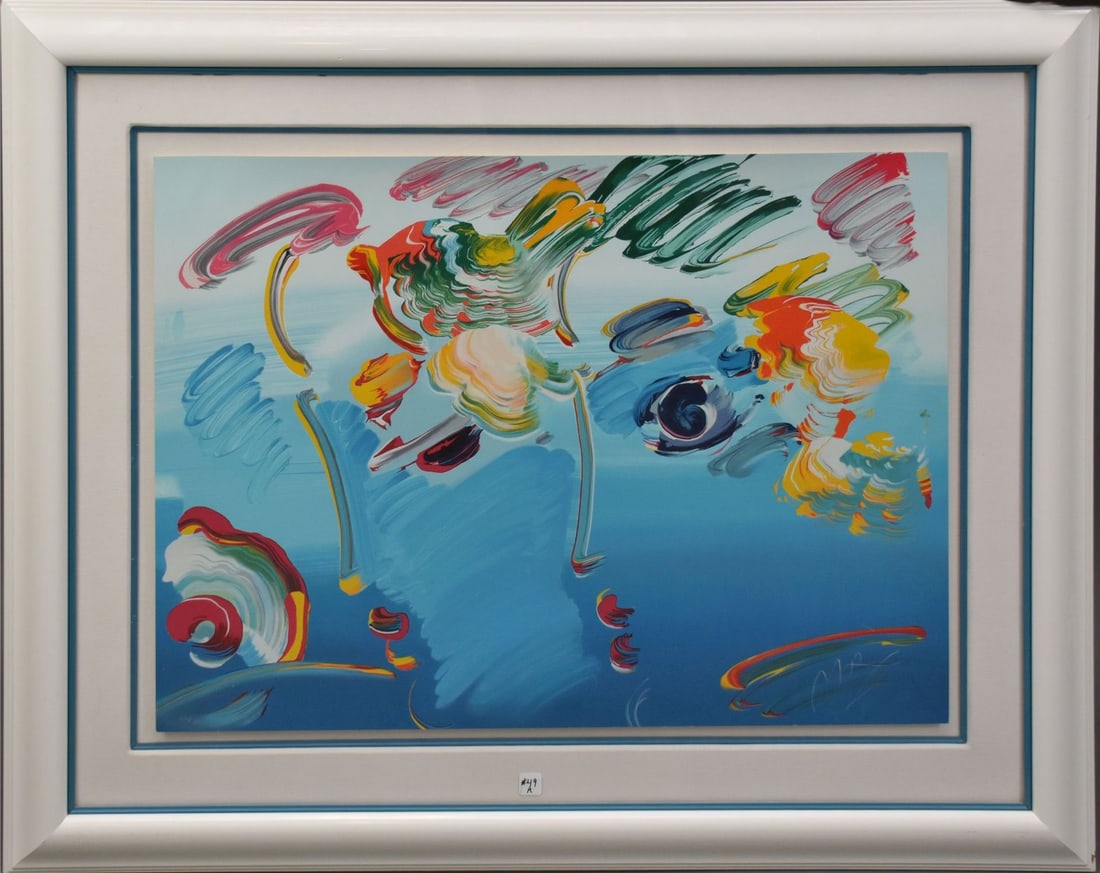 Peter Max, lithograph, "Profiles", 1990, 186/300, signed lower right, embossed blind stamp, 35 1/2" (1 of 4)