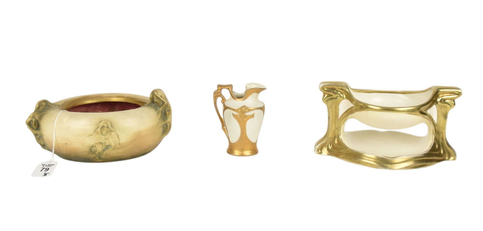 Three Antique Austrian Art Nouveau Pottery Items - Comprising: A) Amphora Austria Art Nouveau (1 of 10)