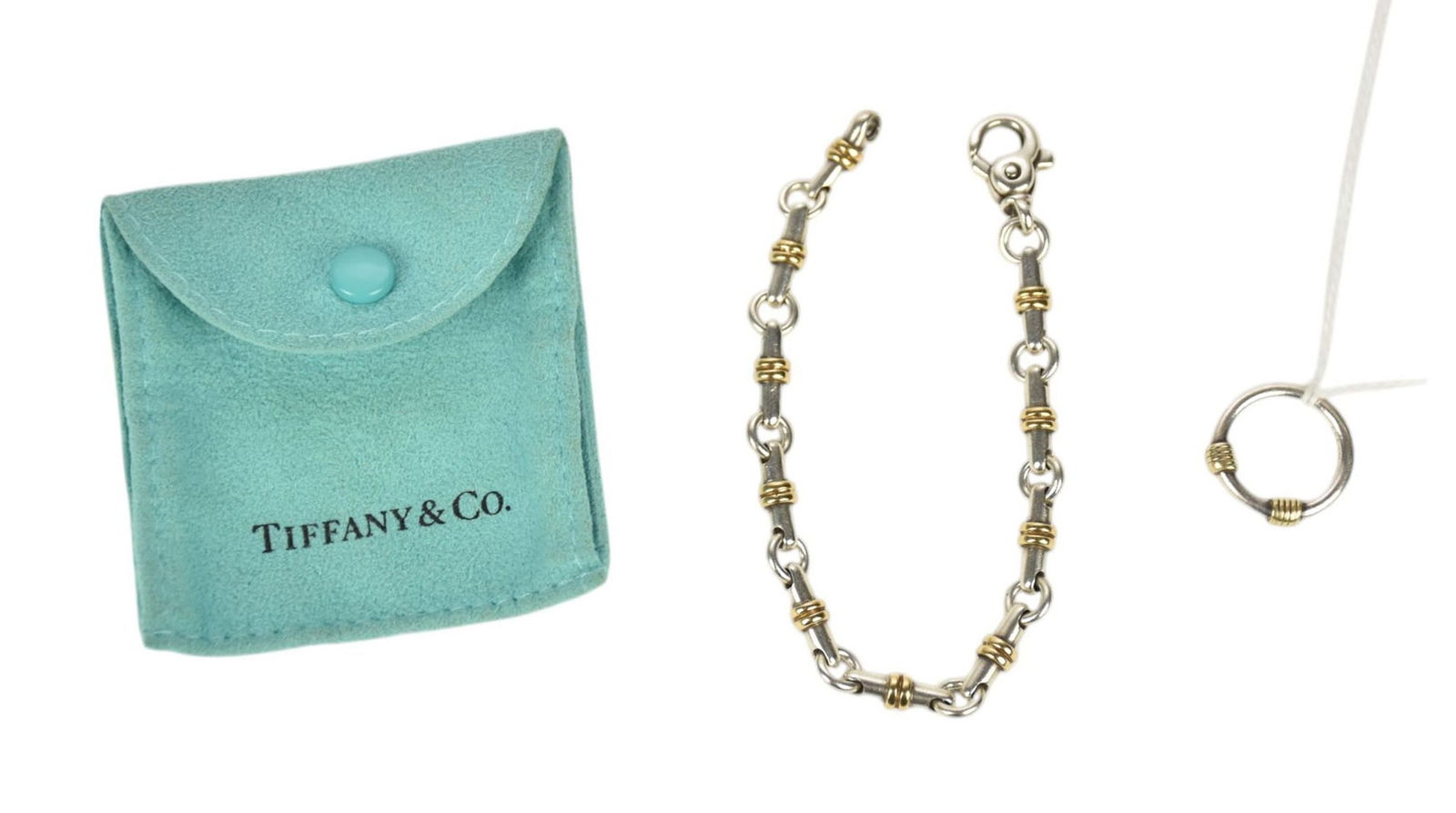 Tiffany & Co. Sterling Silver and 18K Yellow Gold Bar Link Bracelet & Ring.  Length 7.5" Ring size 4 (1 of 6)