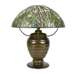 Tiffany Studios Daffodil Lamp w/ Beehive Base - Bronze "Beehive" lamp base, converted to electric