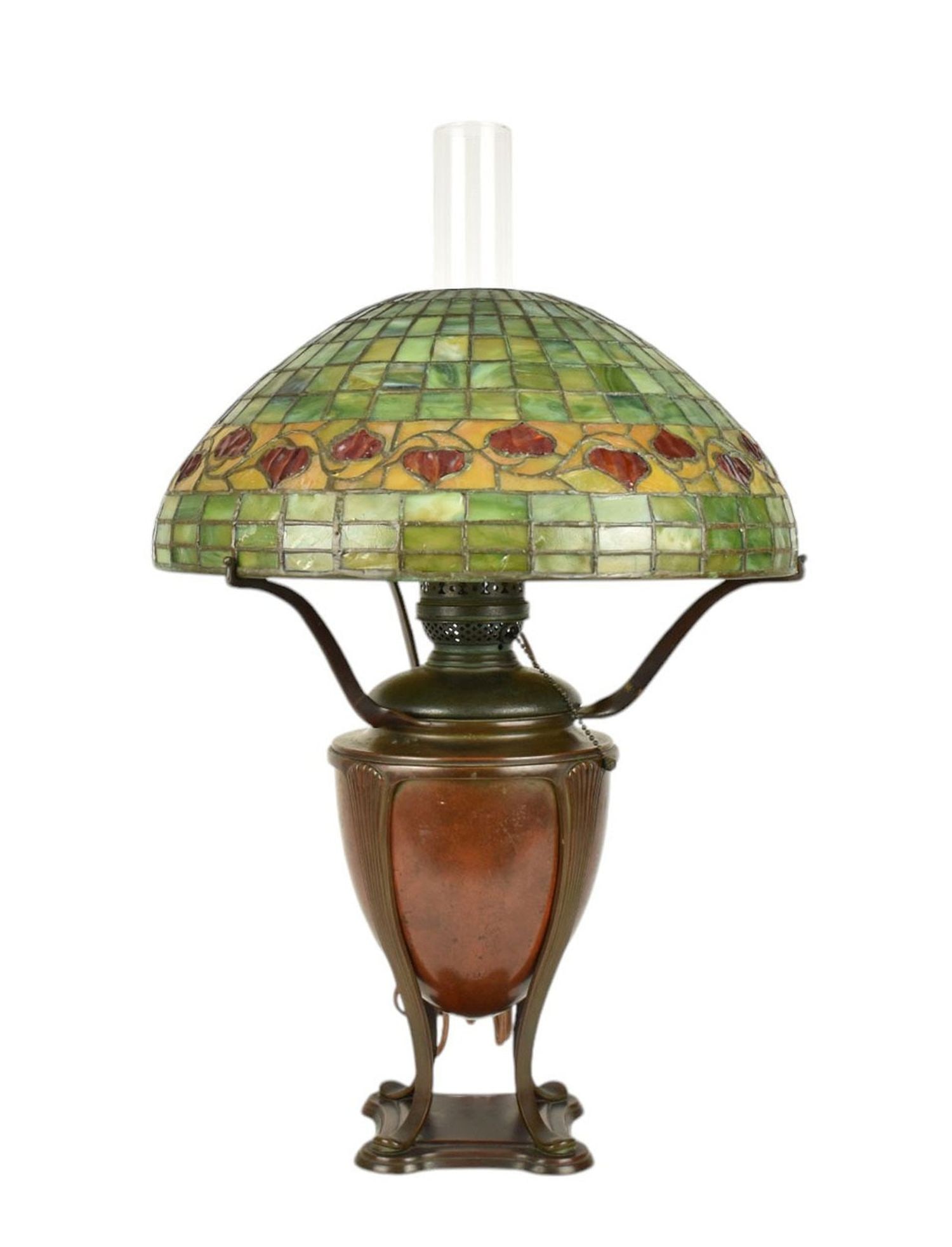 Tiffany Studios Greek Urn Lamp w/  Acorn Shade, C. 1904 - A bronze Greek Urn Lamp Base with warm (1 of 17)