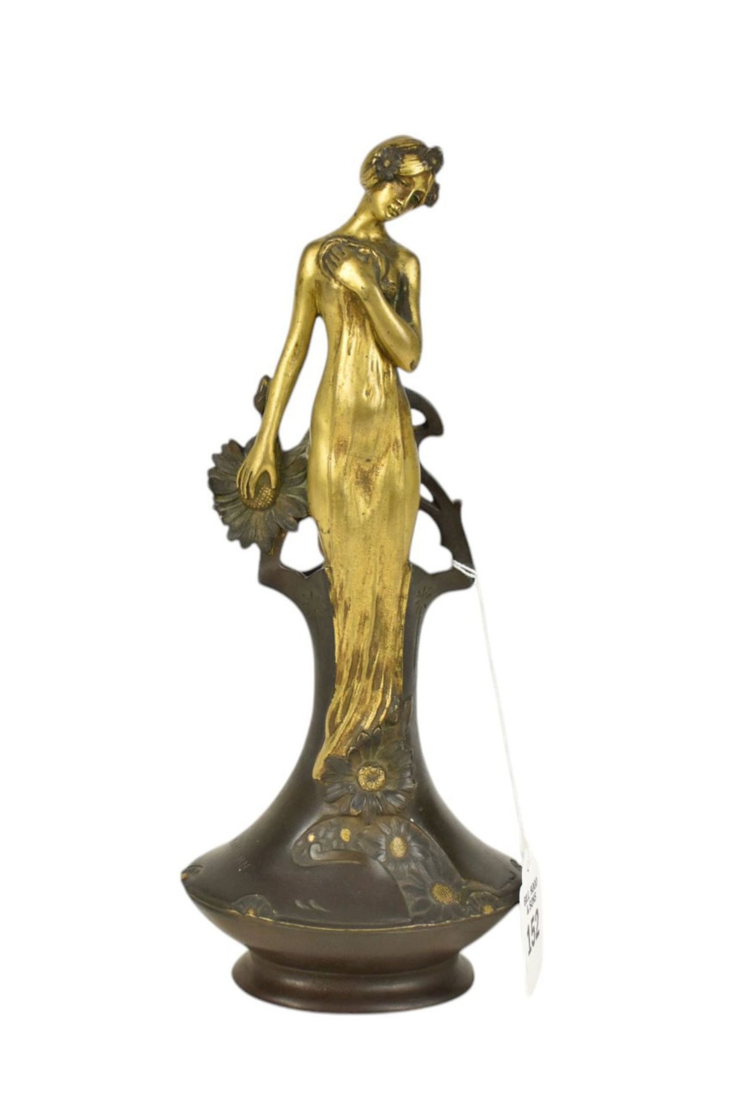 Charles Korschann (Czech, 1872-1943) Art Nouveau Bronze Vase - An Art Nouveau patinated and gilt (1 of 8)