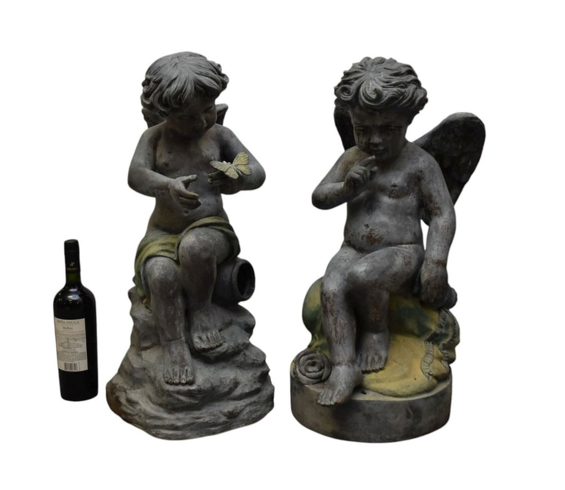 Pair Metal Garden Angels, 25"h (Once Fountains) (1 of 5)