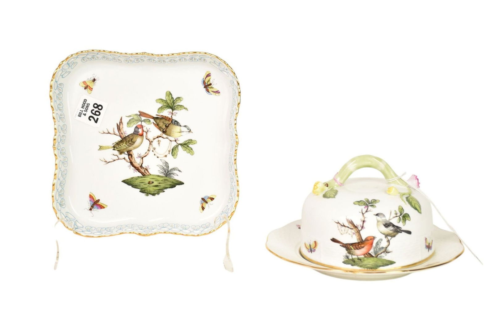 2 pieces: Herend Covered Dish, Hungarian porcelain, Rothchild pattern; #390/RO - 127A,   sold with (1 of 10)