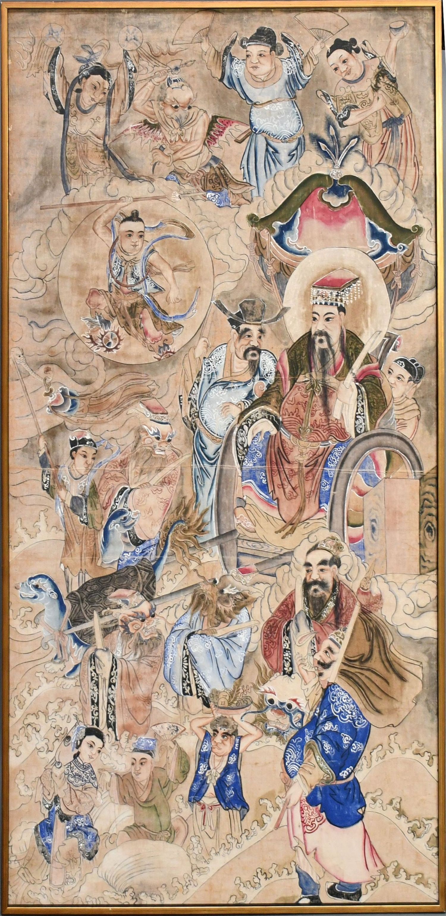 Anonymous Artist: 'Taoist Painting of Deities', Chinese Painted Hanging Scroll.  Ink and color on (1 of 6)