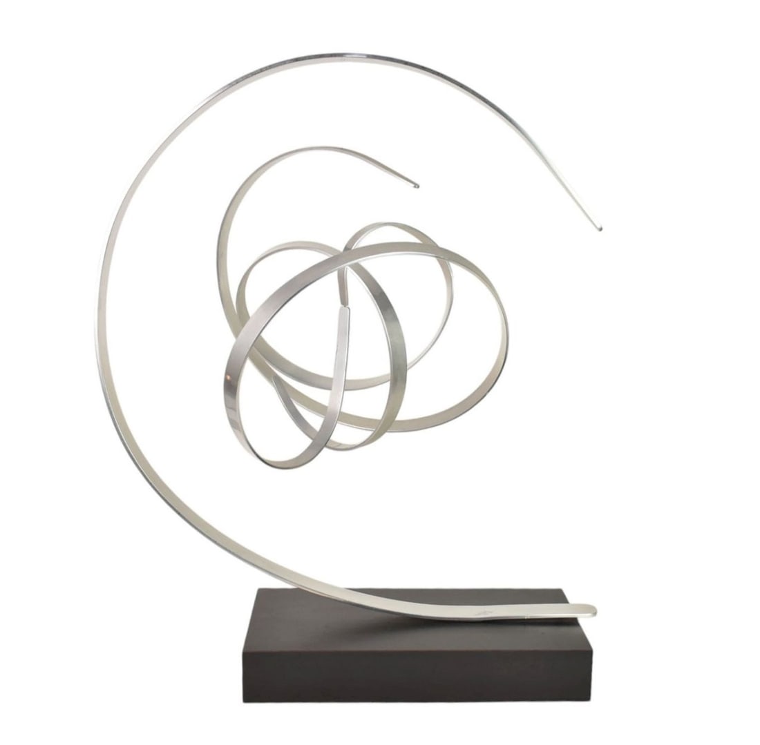 Modern Steel Sculpture, Signed Charles Taylor 710, Mounted on Platform Base, 29"h (1 of 8)
