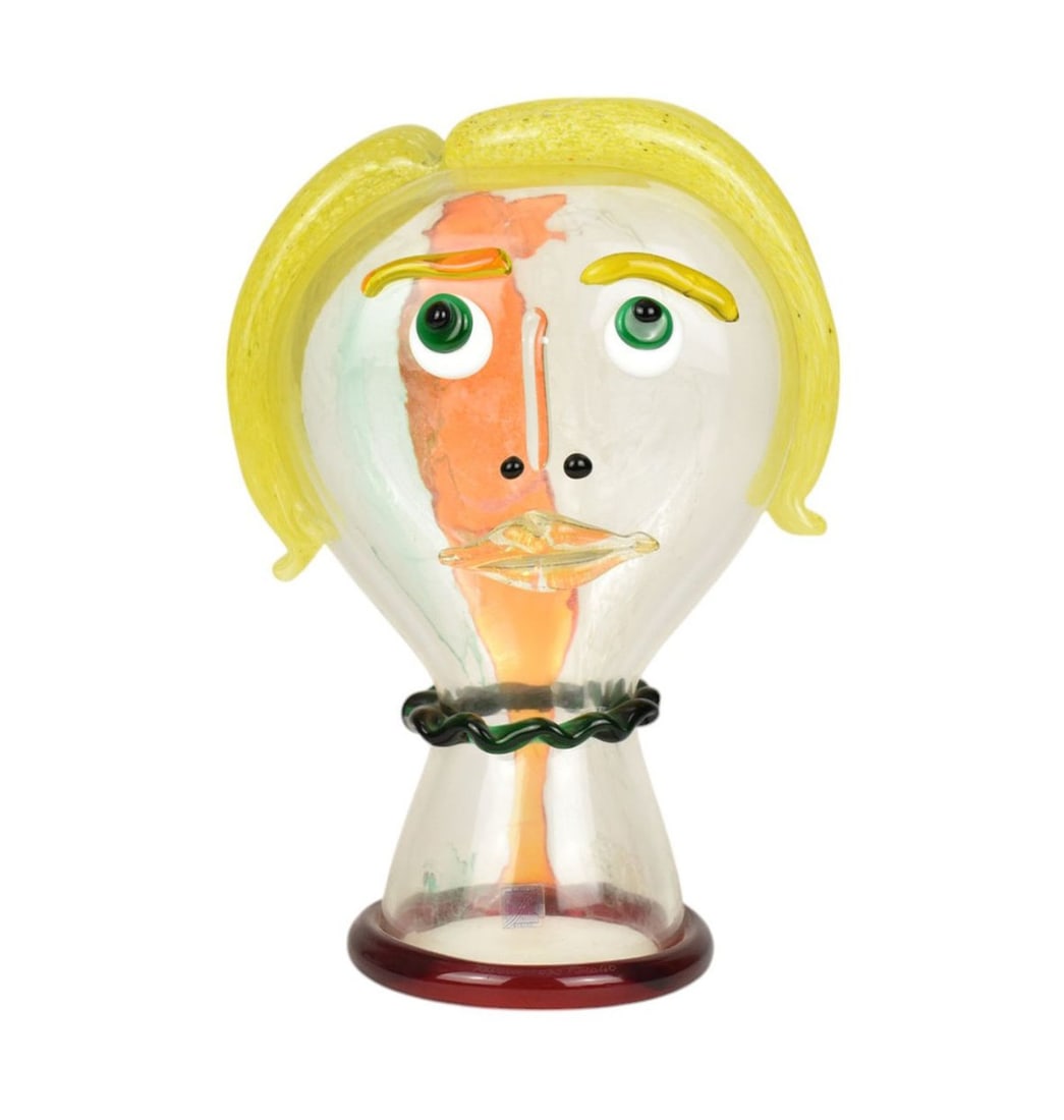 Murano Glass Face, 14"H X 10"W: Murano Glass Face, 14"H X 10"W