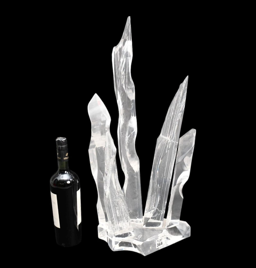 Large icicle form Lucite sculpture, signed ROD, 24"H x 11"w x 6"d (1 of 5)
