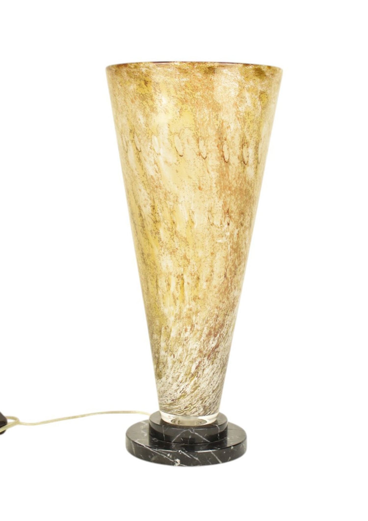 Large Art glass vase shaped lamp on marble base. Signed illegibly, dated 2000, 18 1/2"h x 8 1/2"dia (1 of 9)