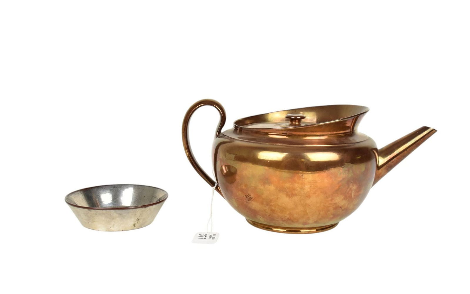 19th Century Wedgwood Copper Luster Teapot & Silver Luster Dish - English, c. 19th century. Two (1 of 11)