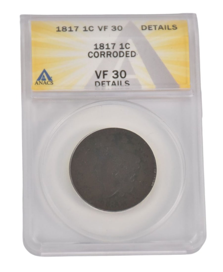 1817 Coronet Liberty Head Large Cents : 13 Stars VF 30 Corroded ANACS (1 of 4)