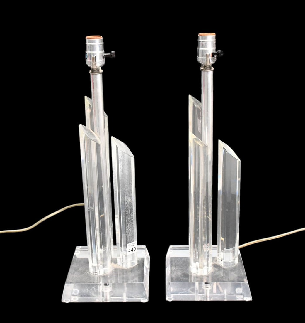 Pr. Lucite table Lamps, 21"h (as is) (1 of 5)
