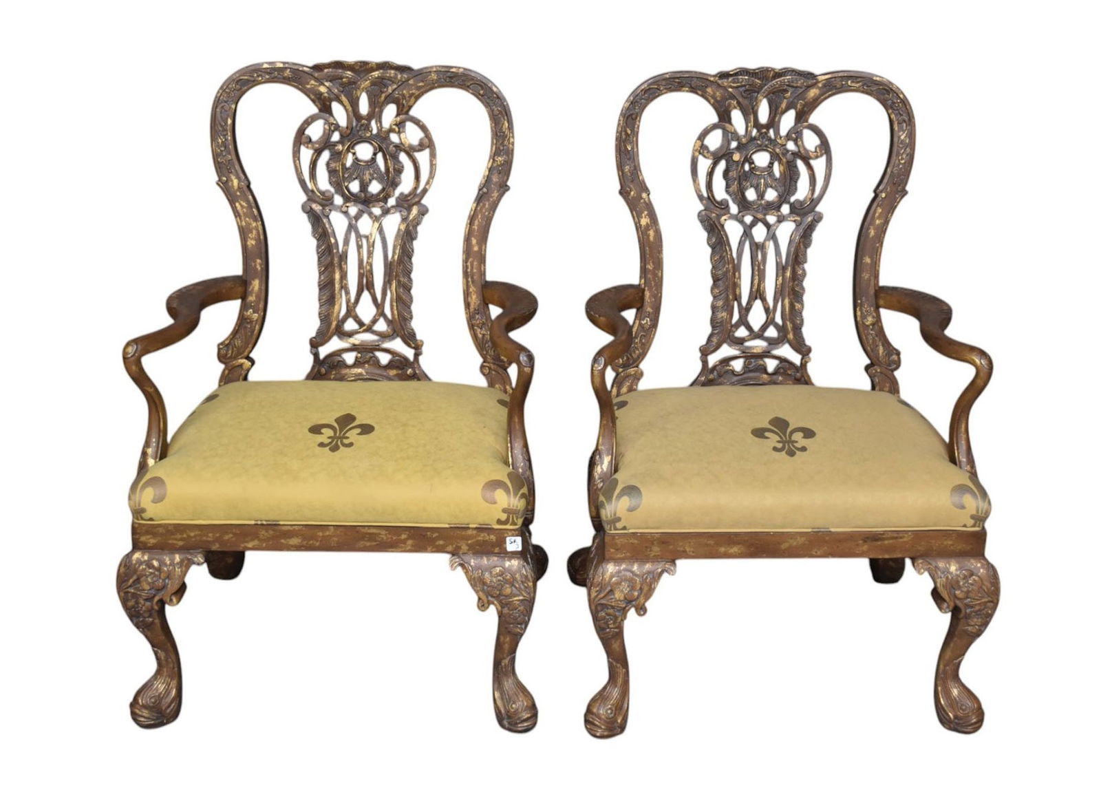 Pair Oversized Decorative Painted Chairs (1 of 3)