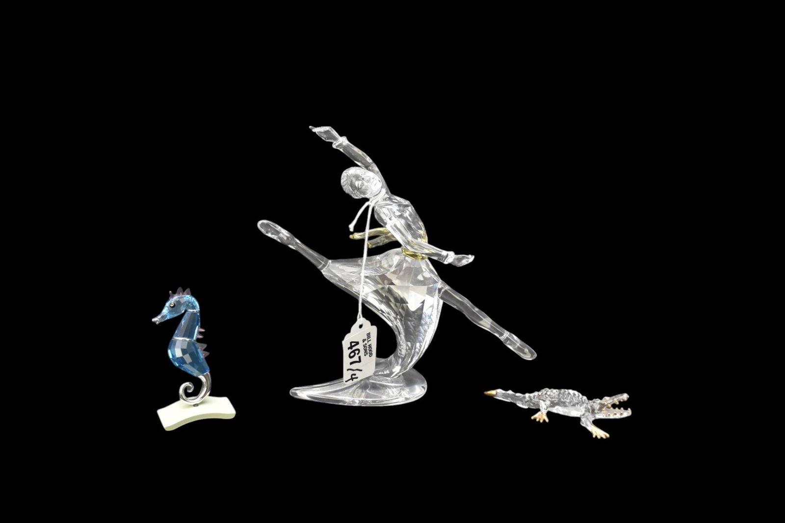 Swarovski Crystal Dancer (8"h x 8"w), Miniature Crystal Alligator, Swarovski Colored Seahorse (1 of 9)
