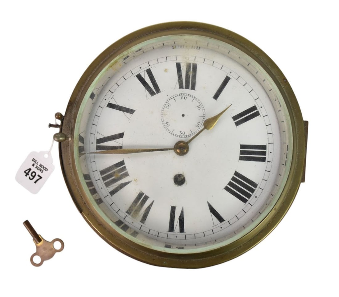 Antique Ships Clock and Ross London Telescope, C. 19th Century - Two antique Nautical items. (1 of 13)
