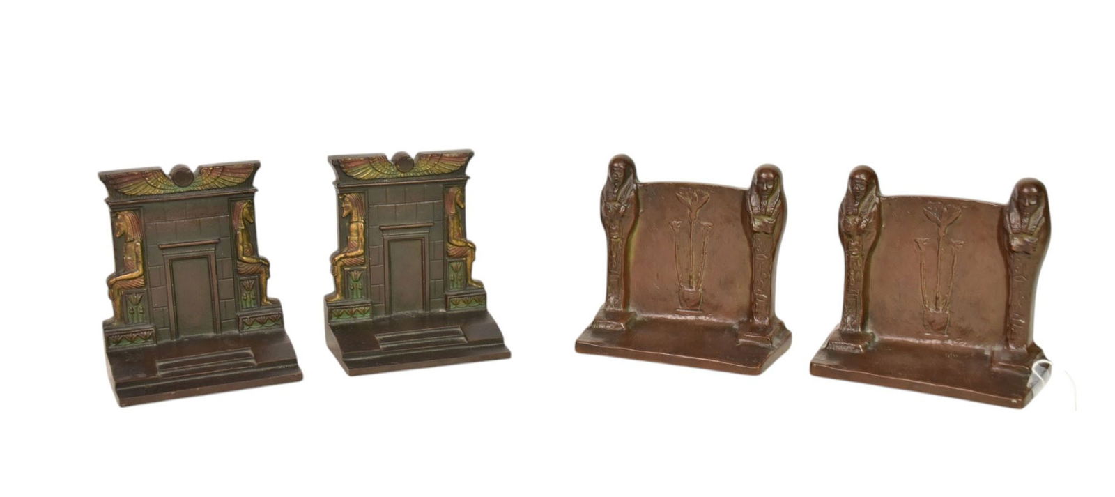 Two Pairs Egyptian Revival Bookends, C. 1920s - Comprising: A pair of Gorham Bronze Egyptian Revival (1 of 10)