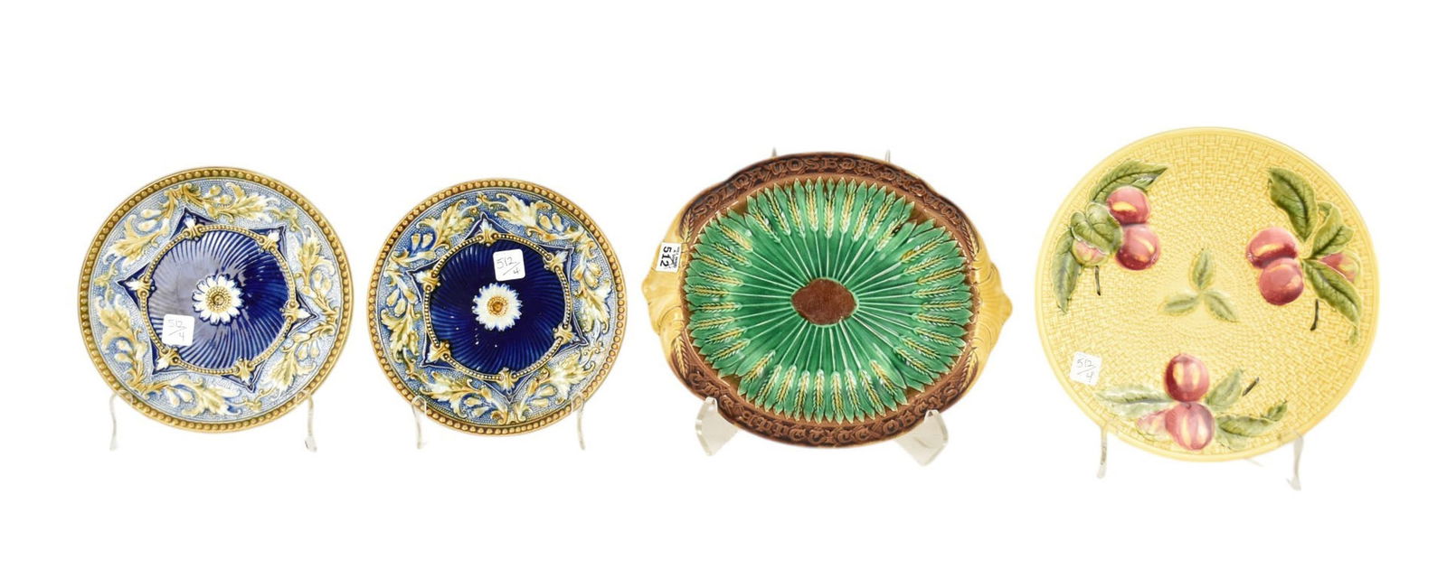 4 Pcs. Assorted Majolica Pottery (1 of 8)