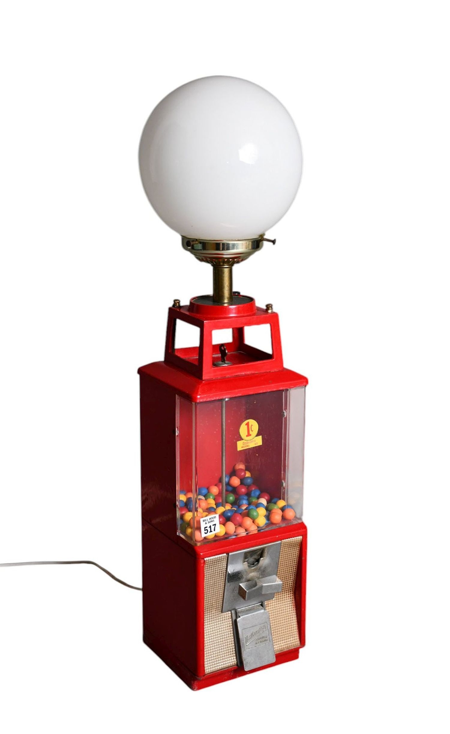 Vintage Bubble Gum Machine Converted to Lamp, 28"h to top of light (1 of 6)