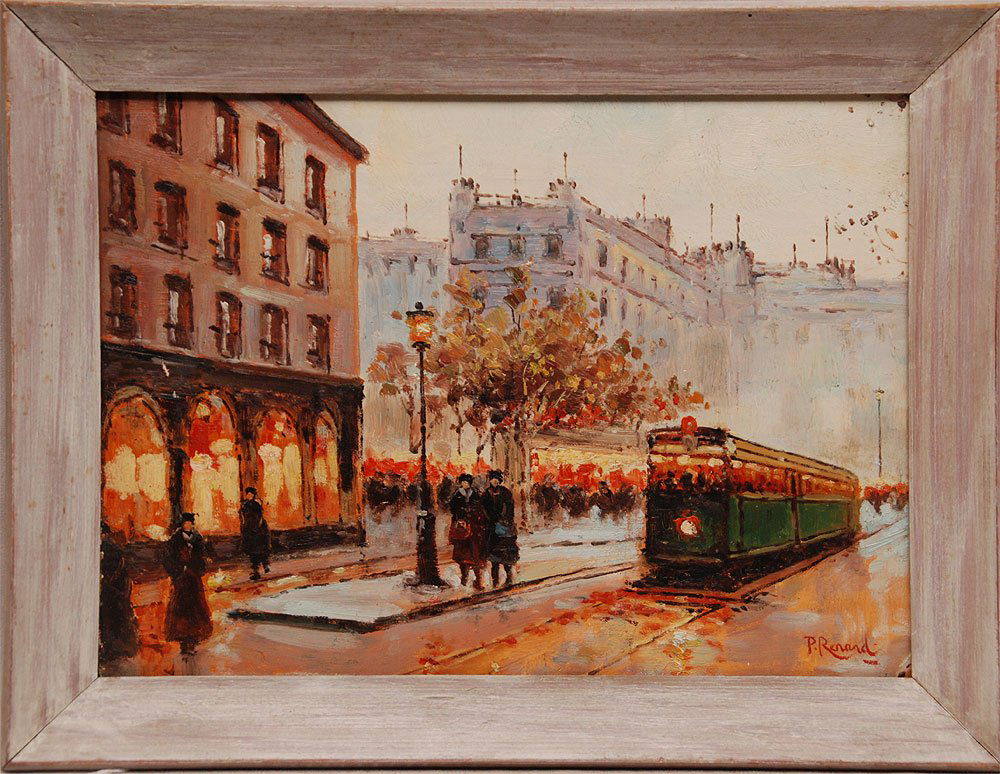 Paul Renard (France 1941 - 1997) oil on panel, Par: Paul Renard (France 1941 - 1997) oil on panel, Paris street scene, 10" x 14"