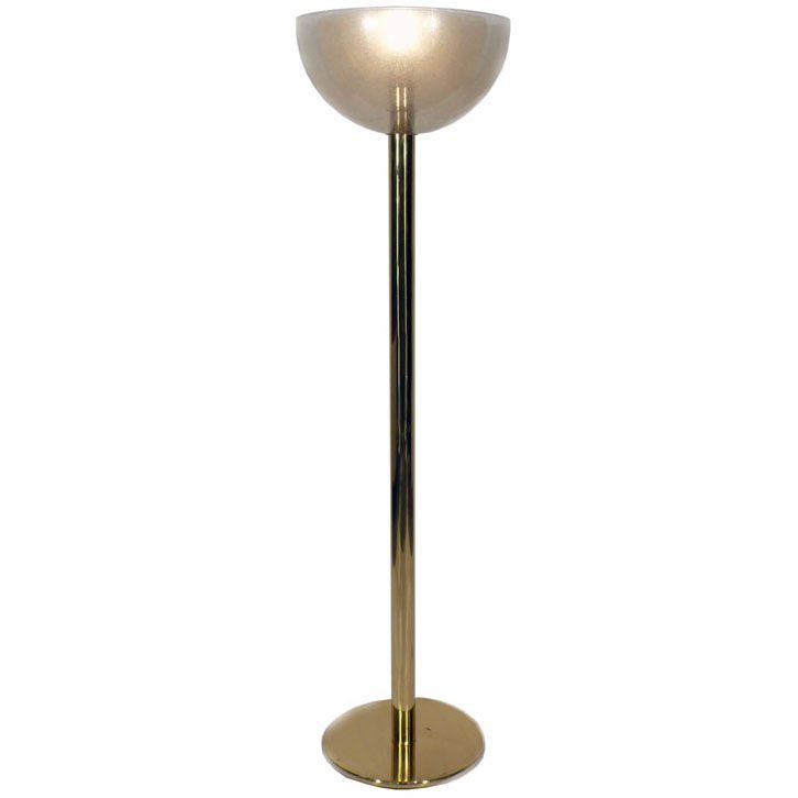 Pr. of Mazzega Floor Lamps Designed by Carlo Nason : Pr. of Mazzega Floor Lamps Designed by Carlo Nason Carlo Nason Designed Mazzega Floor Lamps with four concentric glass bowls, Italy ca. 1960's/70's .(Brass + Handmade Murano Glass). When illuminated e