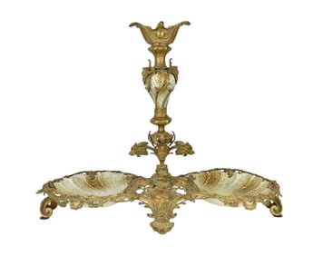 Seger KPM German Porcelain and Bronze Centerpiece, C. Late 19th Century - A centerpiece with two