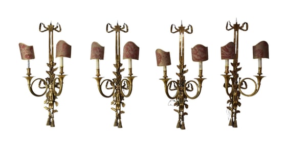 4pc. 19th Century French Ormolu - Two Branch Wall Sconces... pd. 19K