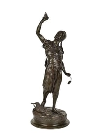 Pierre-Jules Mene (French, 1810-1879) "The Falconer" Bronze, Barbedienne - A French 19th century