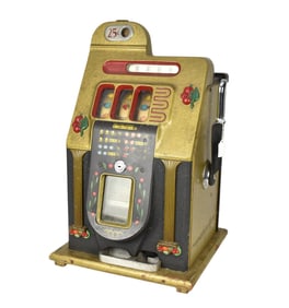1940s Mills Novelty Co. Golden Falls Quarter Slot Machine - Vintage slot machine made by Mills