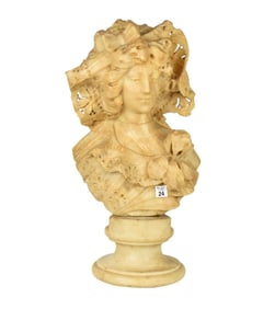 Alabaster Female Bust, 24"h (some repair)