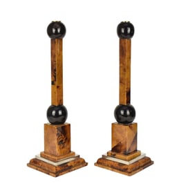 Pair Karl Springer Style Candlesticks, 19 1/2"h