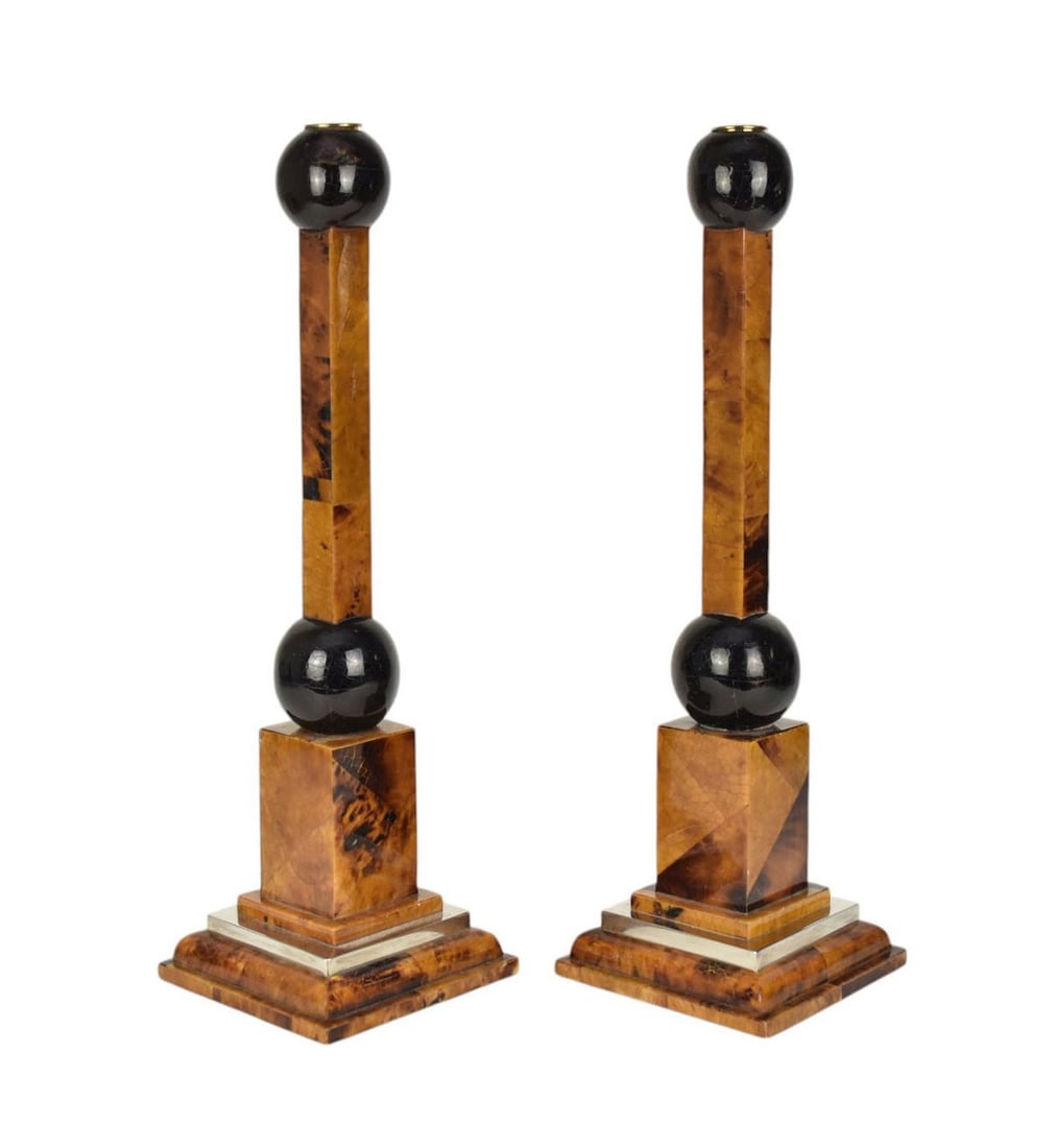 Pair Karl Springer Style Candlesticks, 19 1/2"h (1 of 7)