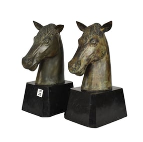 Pair Maitland Smith Mounted Horse Heads, 14"h x 5"w x 6"d