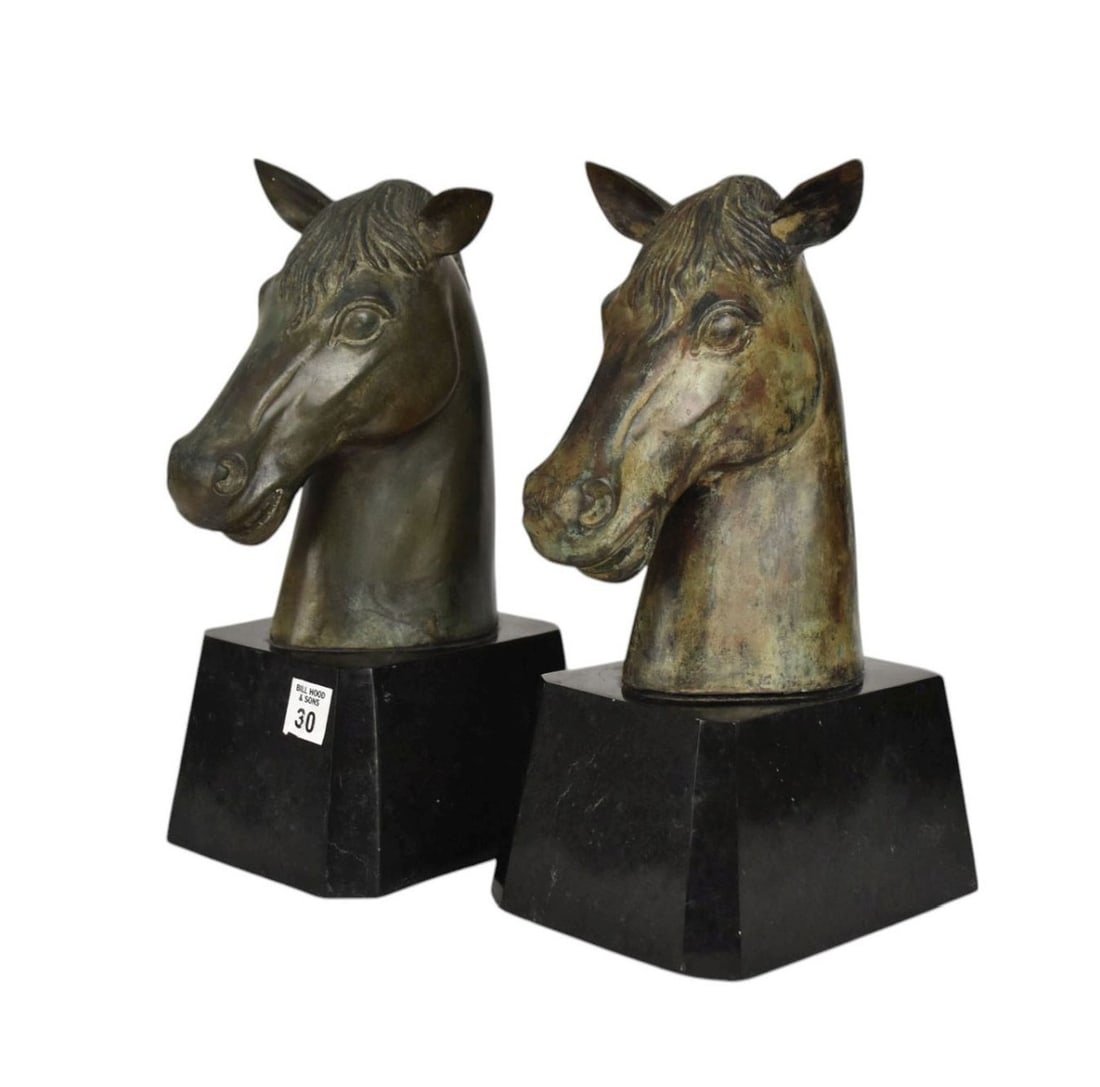 Pair Maitland Smith Mounted Horse Heads, 14"h x 5"w x 6"d (1 of 6)