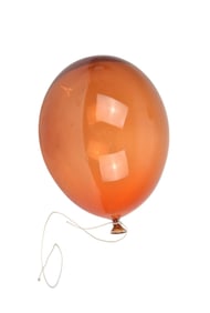 Livio de Marchi Seguso Murano orange art glass hanging balloon sculpture.  Signed at the mouth of a