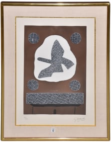 GEORGES BRAQUE (French b. 1882-1963) Etching- Oiseau de Passage - 1961. Abstract composition with