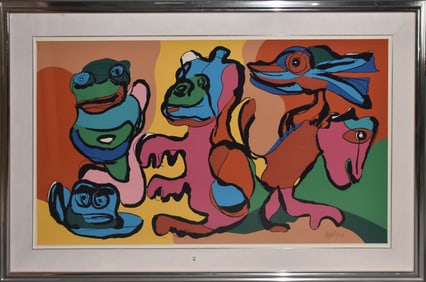 Karel Appel (Dutch, 1921-2006) Large.   Laughing Frog and His Friends - 1979. Screenprint in colors