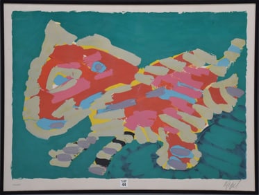 Karel Appel (Dutch, 1921-2006) Lithograph on Paper GREEN CAT-1980. Pencil signed by artist. Abstract